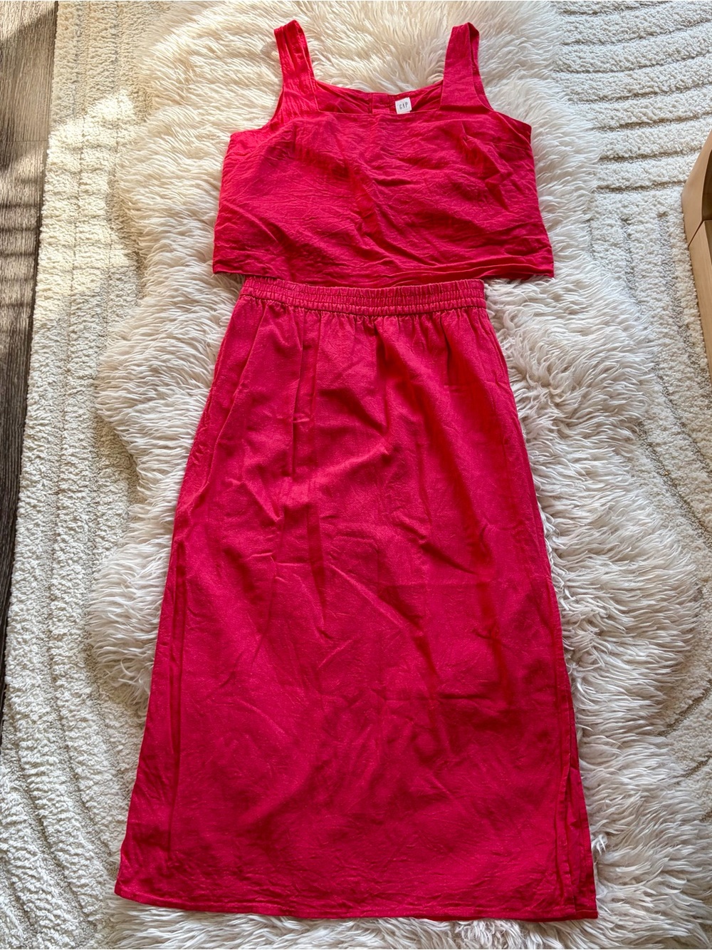 GAP Red Two-Piece Tank Top & Midi Skirt Set